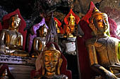 Inle Lake Myanmar. Pindaya, the famous Shwe Oo Min pagoda, a natural cave filled with thousands of gilded Buddha statues. 